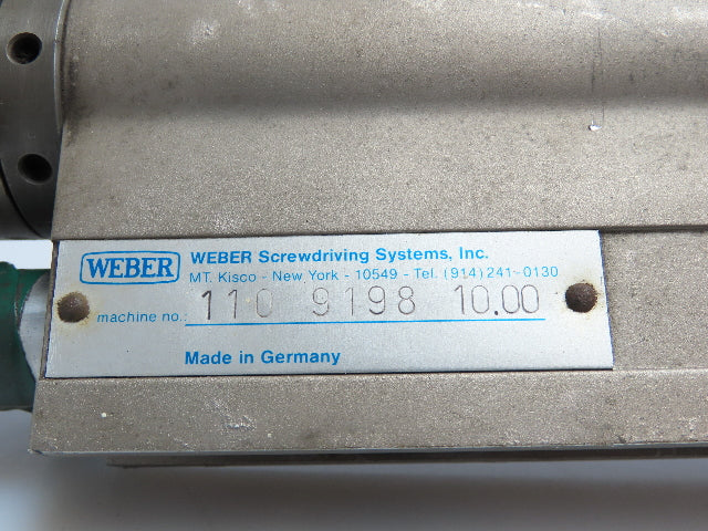 Weber 110 9198 10.00 Pneumatic Electric Fixtured Screwdriving System 9" Stroke