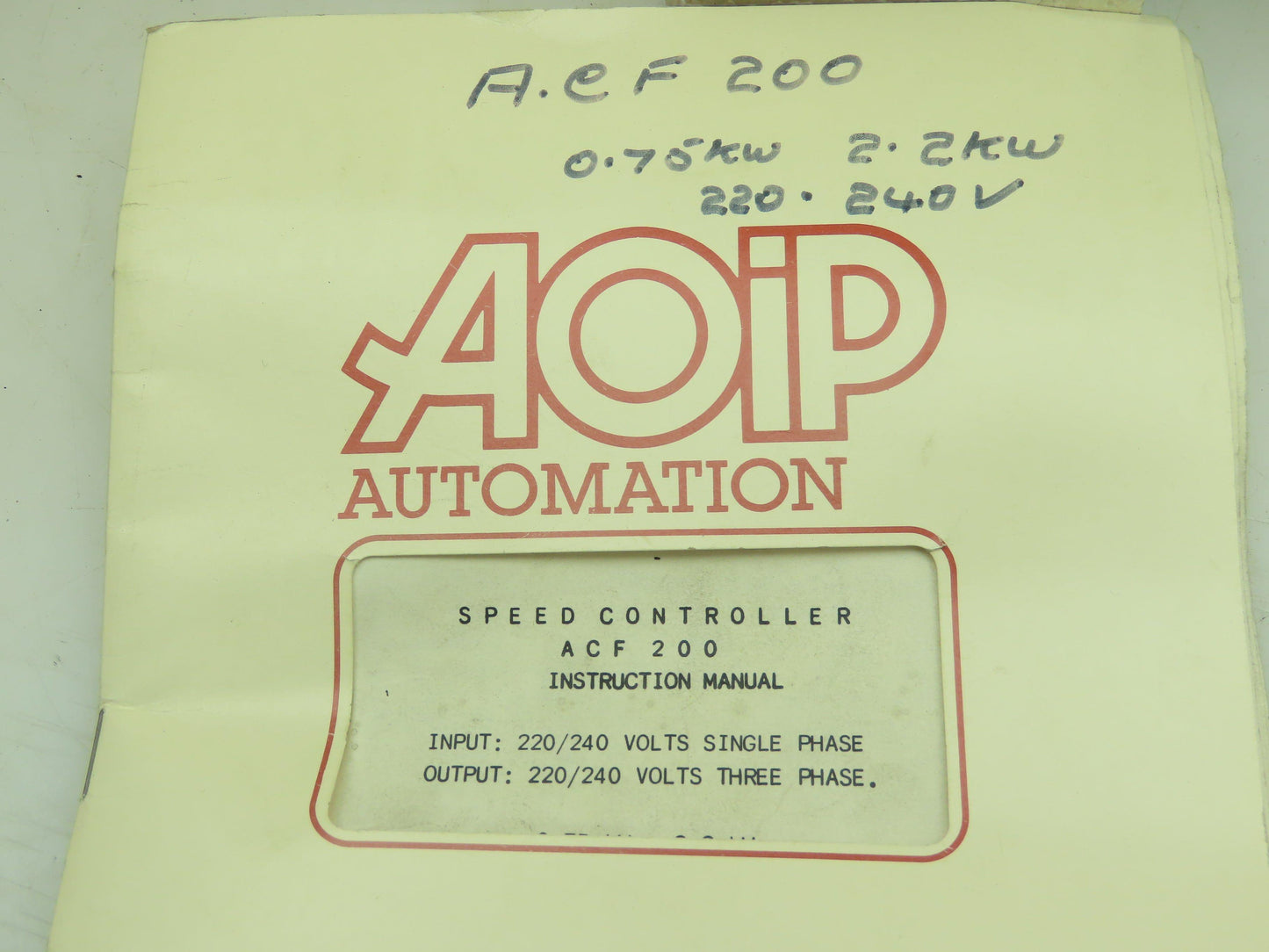 AOIP Automation ACF200  PWM AC Inverter CNC Drive Speed Controller 220/240V 2KVA
