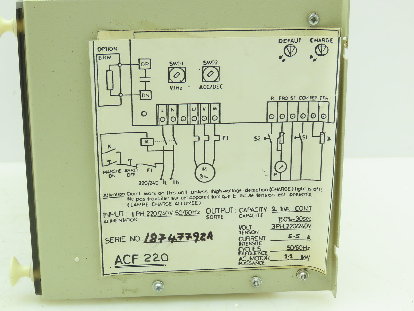 AOIP Automation ACF200  PWM AC Inverter CNC Drive Speed Controller 220/240V 2KVA