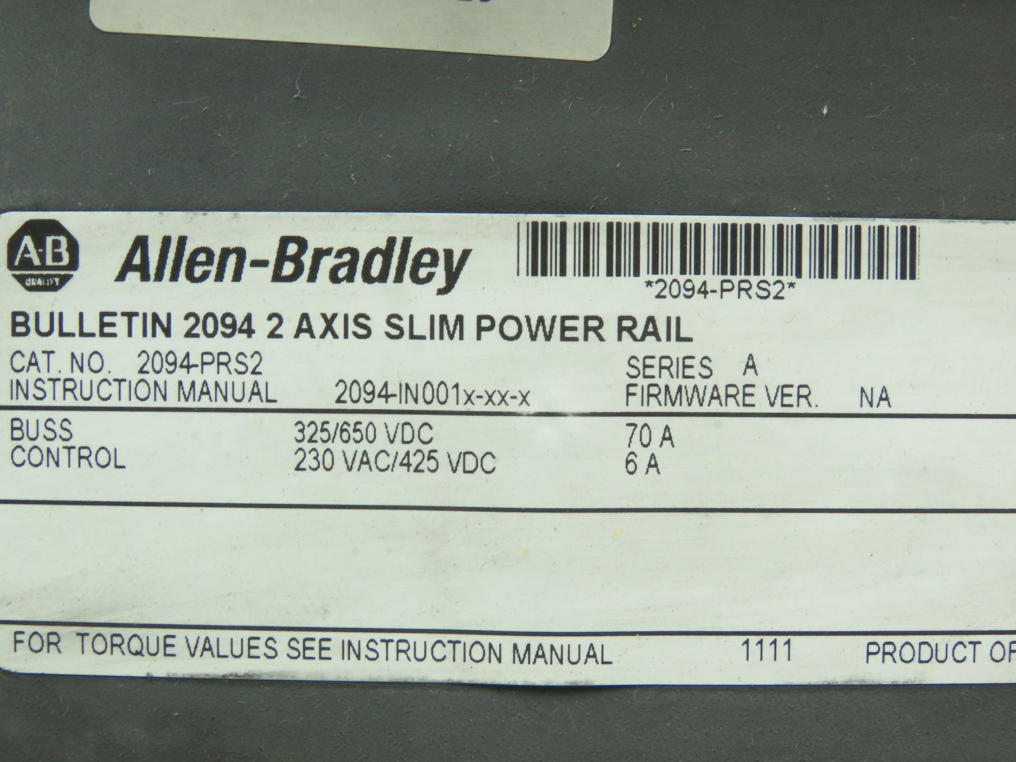 Allen Bradley 2094-PRS2 Series A 2 Axis Slim Power Rail Ground Ribbon