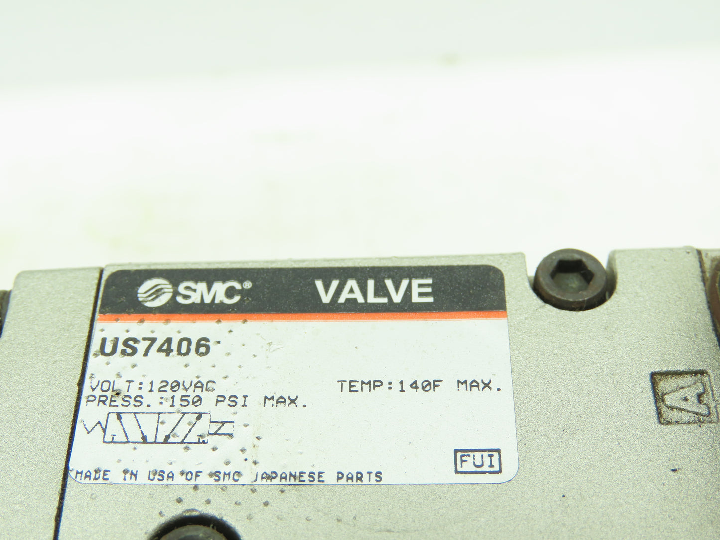SMC US7406 Pneumatic Directional 3-Way Air Solenoid Valve 120VAC 150PSI