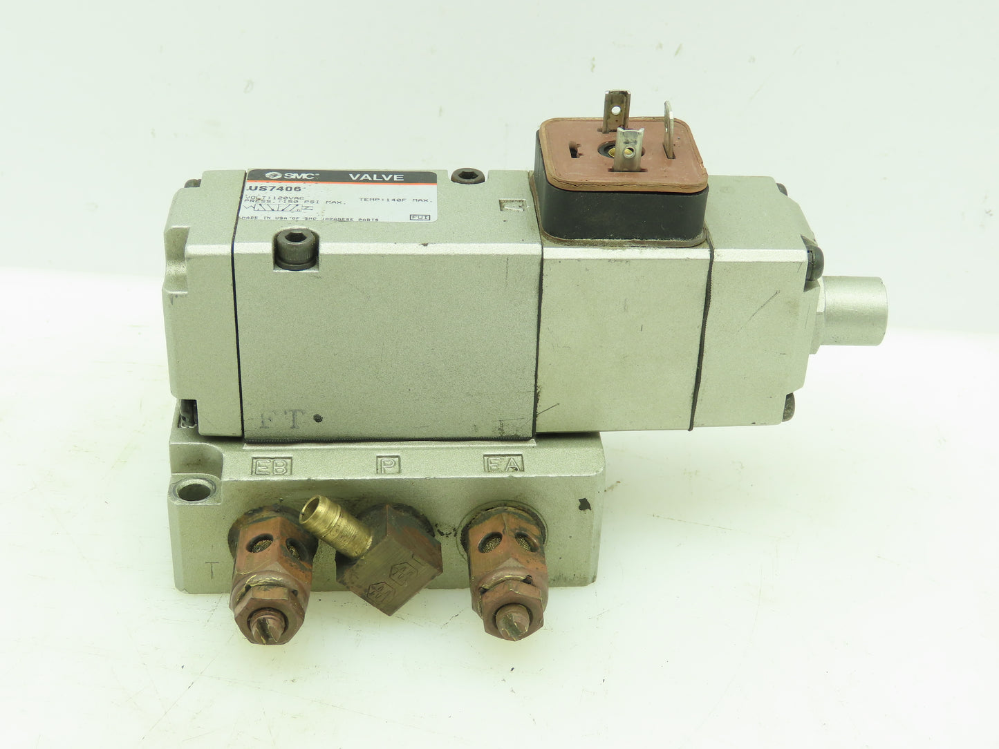 SMC US7406 Pneumatic Directional 3-Way Air Solenoid Valve 120VAC 150PSI