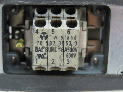 Wieland HS12 Hinge Lock Cable Connect Female Plug Housing 16A 500V 6 Pin Lot of3