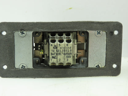 Wieland HS12 Hinge Lock Cable Connect Female Plug Housing 16A 500V 6 Pin Lot of3