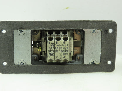 Wieland HS12 Hinge Lock Cable Connect Female Plug Housing 16A 500V 6 Pin Lot of3