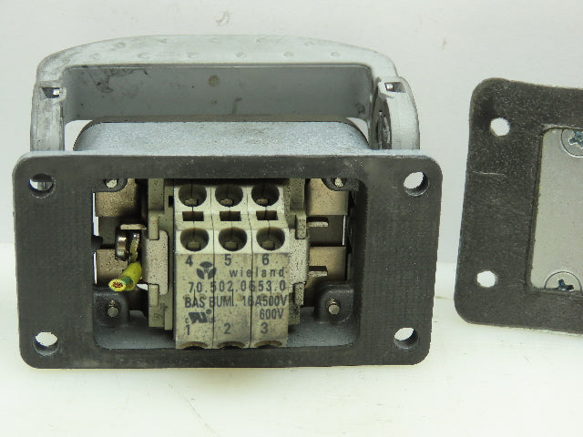 Wieland HS12 Hinge Lock Cable Connect Female Plug Housing 16A 500V 6 Pin Lot of3