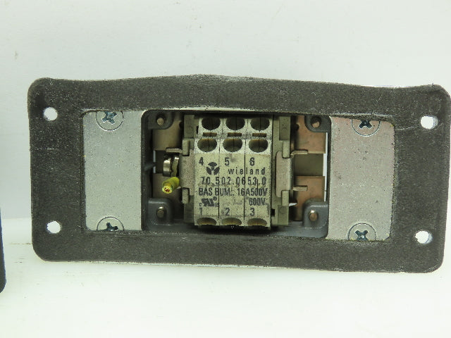 Wieland HS12 Hinge Lock Cable Connect Female Plug Housing 16A 500V 6 Pin Lot of3