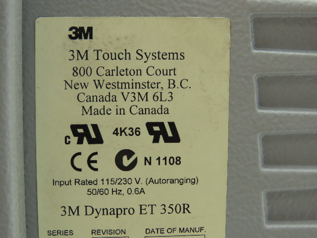 3M 350R DYNAPRO ET 350R Ser A Rev 1.0 115/230V Input Touch Screen System HMI