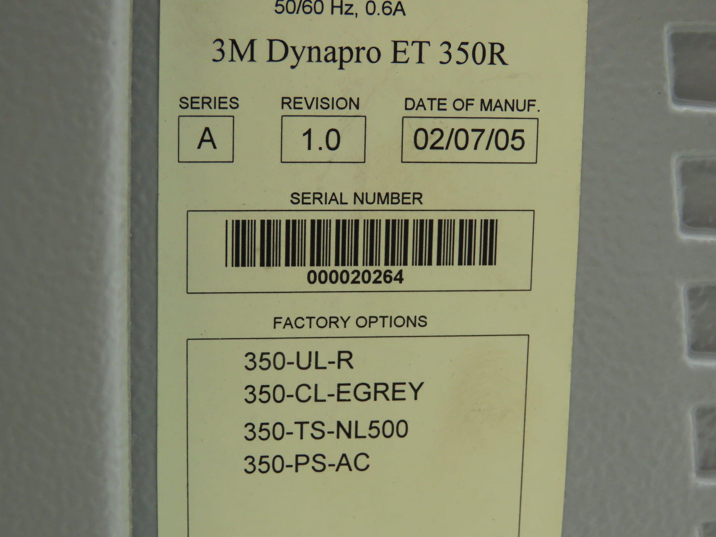 3M 350R DYNAPRO ET 350R Ser A Rev 1.0 115/230V Input Touch Screen System HMI