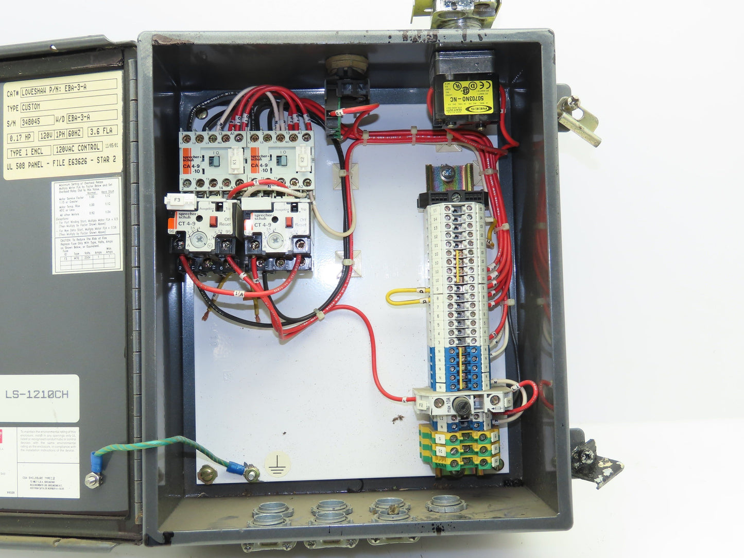 Hoffman A-1210CH/SPL Electrical Enclosure 12"x10"x5" w/Two 4 Amp Motor Starters