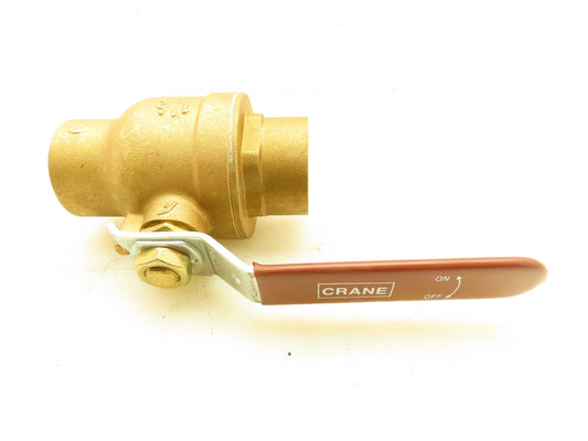 Crane 1-1/2" Brass Ball Valve Solder Sweat Ends 600 WOG Full Port