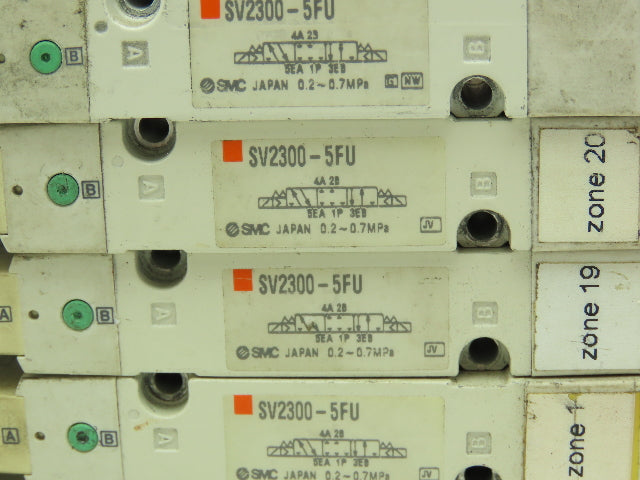 SMC SV2300-5FU Pneumatic Solenoid Control Valve 4-Way/3-Position 24VDC LOT OF 5