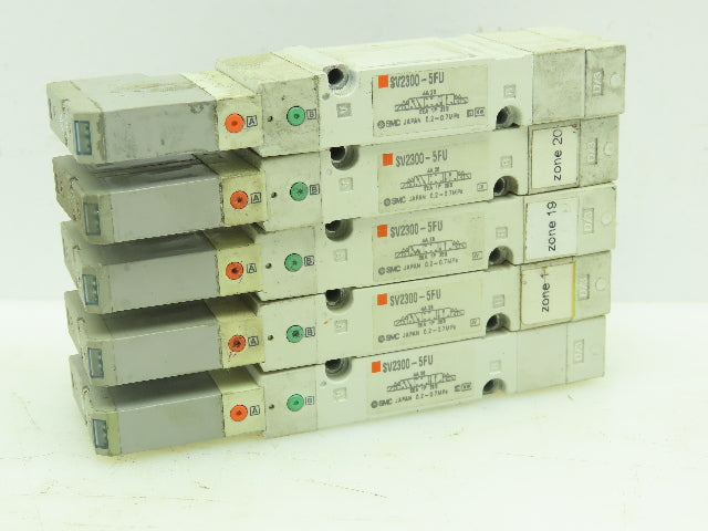 SMC SV2300-5FU Pneumatic Solenoid Control Valve 4-Way/3-Position 24VDC LOT OF 5