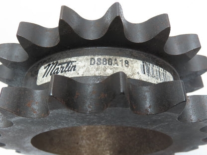 Martin DS80A18 Double Single #80 Roller Chain Sprocket 18T 1" Pitch 3.75" Bore