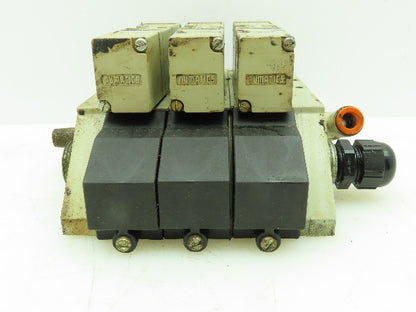 Numatics 061BA400M Three Pneumatic Solenoid Valve w/Manifold Block 120PSI 24VDC