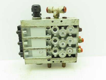 Numatics 061BA400M Three Pneumatic Solenoid Valve w/Manifold Block 120PSI 24VDC