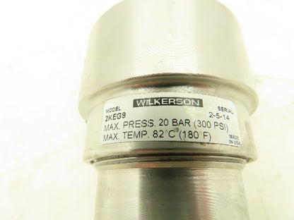 Wilkerson SF2-04-SYV0 General Purpose Filter 300 psi 1/2" NPT 70 cfm 5 micron SS