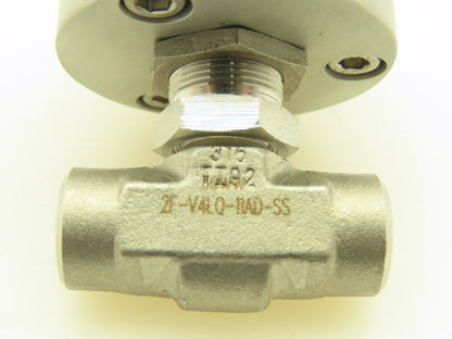 Parker 2F-V4L0-11AD-SS Series Pneumatic Inline Needle Valve 316 SS Air 1/8" Port