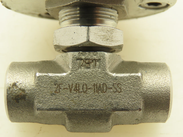 Parker 2F-V4L0-11AD-SS Series Pneumatic Inline Needle Valve 316 SS Air 1/8" Port