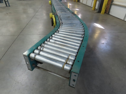 14' x 10" Live Roller Bed S-Curve Conveyor V-Belt Drive Adj Height *NO MOTOR*