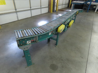 14' x 10" Live Roller Bed S-Curve Conveyor V-Belt Drive Adj Height *NO MOTOR*