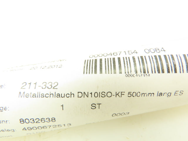 Inficon DN 10 ISO-KF SS Flex Vacuum Hose 10MM ID Metallschlauch 19.5" Long