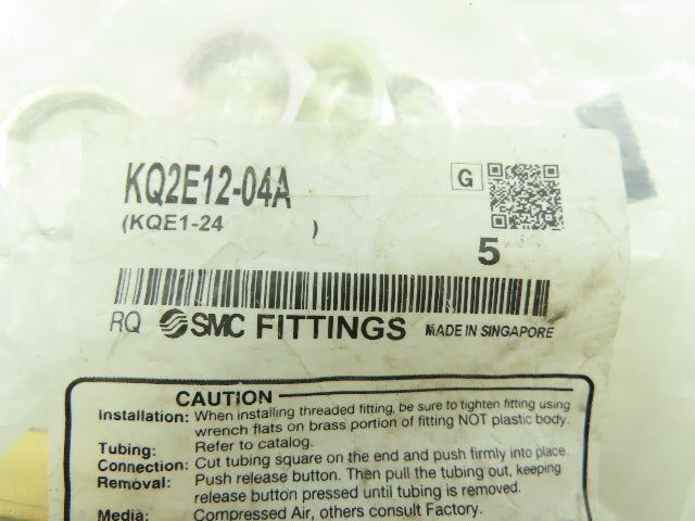 SMC KQ2E12-04A Brass Bulkhead 12MM Tube Pneumatic Air 1/2"BSPT 20mm OD Lot of 5
