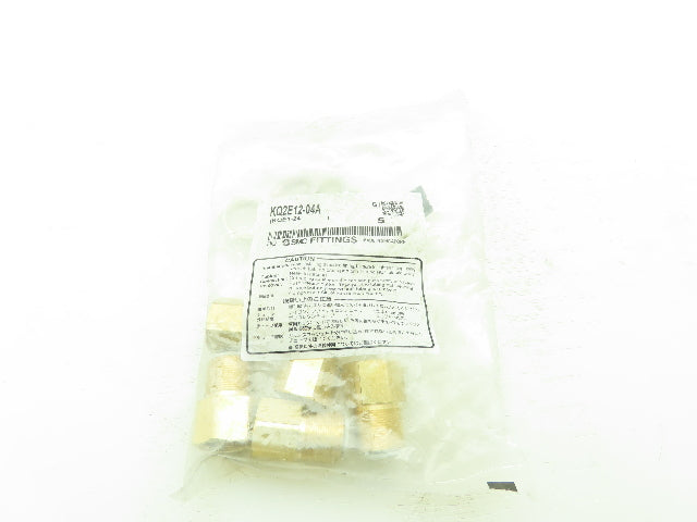 SMC KQ2E12-04A Brass Bulkhead 12MM Tube Pneumatic Air 1/2"BSPT 20mm OD Lot of 5