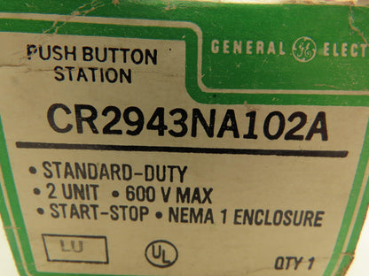 GE  CR2943NA102A  Pushbutton Control Station START/STOP 2 Button Enclosure 4.5"