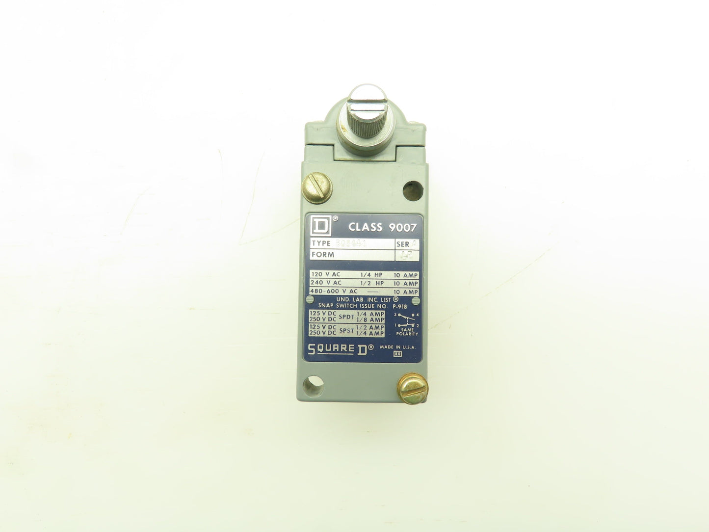 Square D BO54A1 Limit Switch Top 10A 120V/240V/480V/600V Ser A
