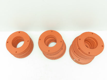 4-Hole Orange Gasket Seal 4-3/4"OD x 2-1/2"ID x 1/8"Thick LOT OF 30