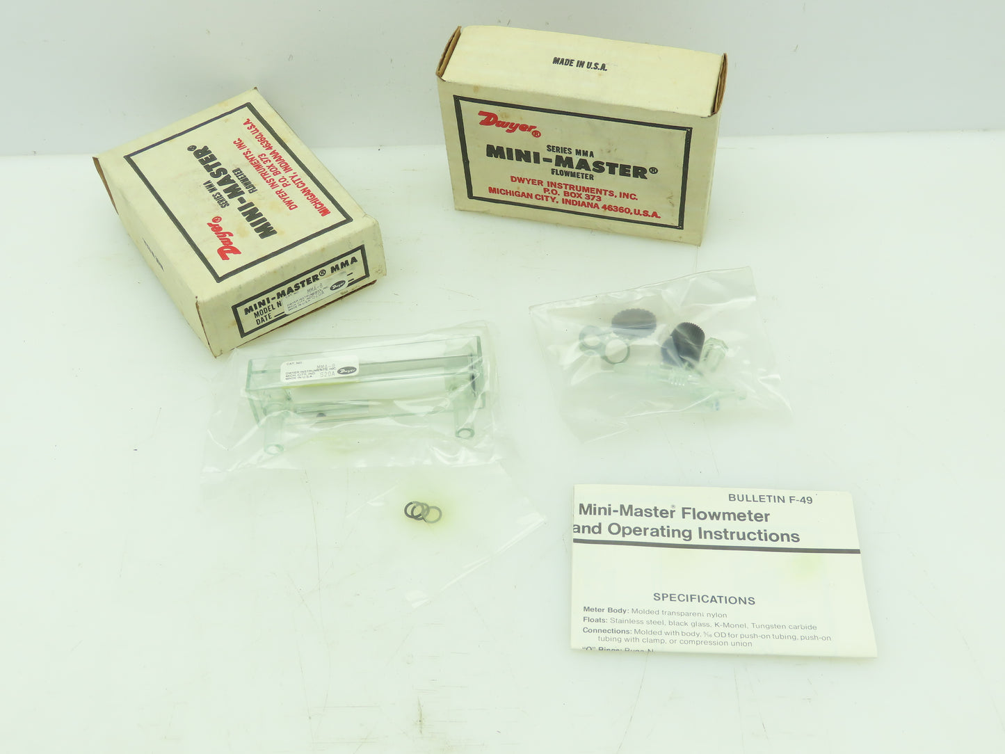 Dwyer MMA-8 Mini-Master Flowmeter 5-50 SCFH Air Pneumatic Lot of 2