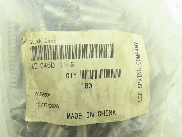 Lee Spring LE045D11S Extension Spring SS Stainless 0.375X 3.00 X 0.045 Lot of 40