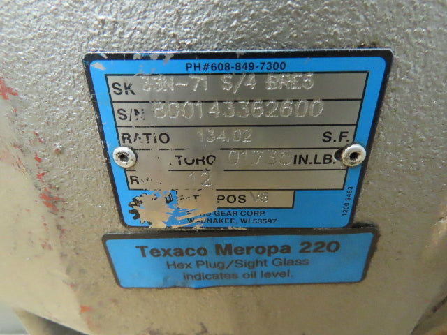 Nord 33N-71S/4 BRE5 Gearmotor 134.02:1 Ratio 230/460V .33HP 1710RPM 1-5/8"Shaft