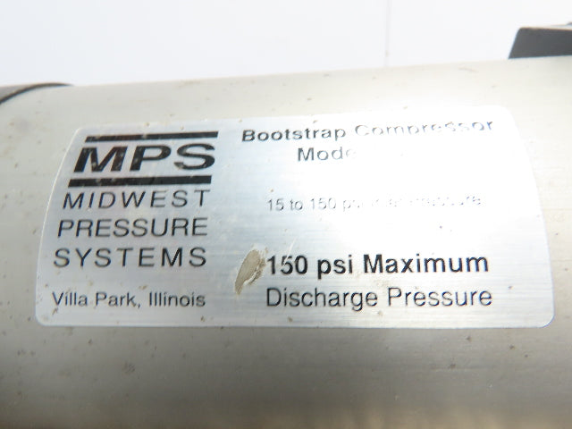 MPS BC2B Bootstrap Compressor Max inlet press. 150 PSIG Pneumatic Tank