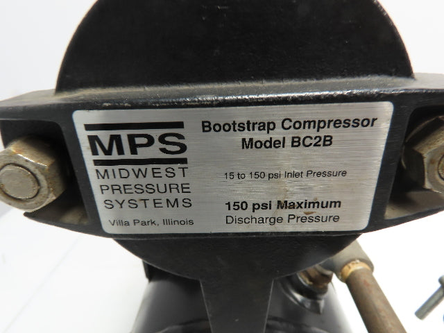 MPS BC2B Bootstrap Compressor Max inlet press. 150 PSIG Pneumatic Tank