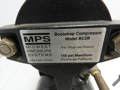 MPS BC2B Bootstrap Compressor Max inlet press. 150 PSIG Pneumatic Tank