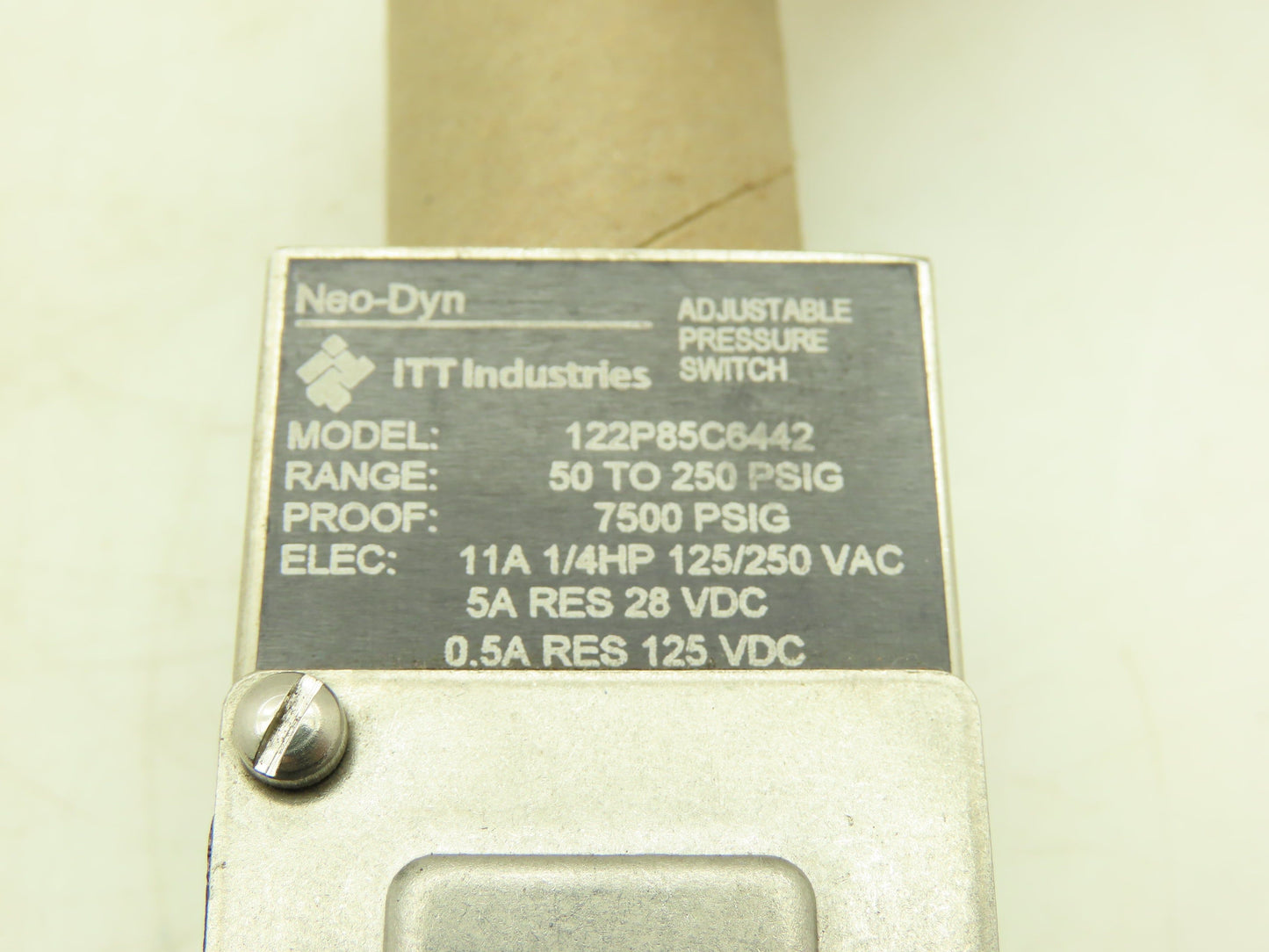 ITT Industries 122P85C6442 Neo-Dyn Adj. Pressure Switch 50-250PSI 125/250VAC