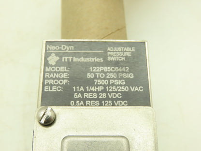ITT Industries 122P85C6442 Neo-Dyn Adj. Pressure Switch 50-250PSI 125/250VAC