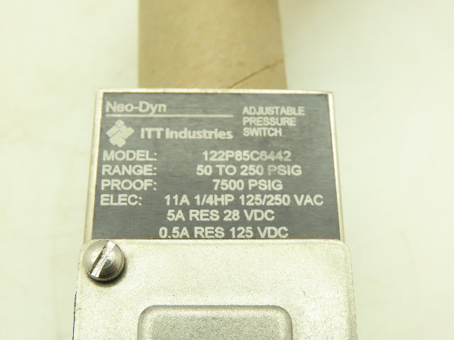 ITT Industries 122P85C6442 Neo-Dyn Adj. Pressure Switch 50-250PSI 125/250VAC
