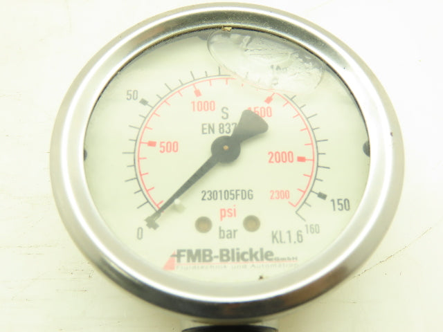 FMB-Blickle EN 837-1 Hydraulic Pressure Gauge 0-2300PSI  0-160 Bar 3/8"Fitting