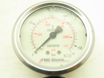 FMB-Blickle EN 837-1 Hydraulic Pressure Gauge 0-2300PSI  0-160 Bar 3/8"Fitting