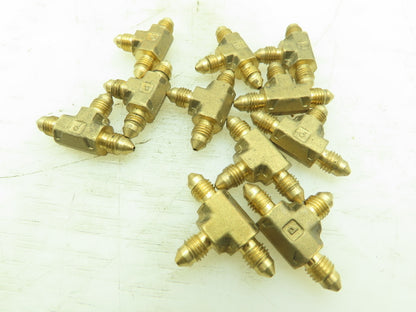 Parker SAE-2 Brass 45° Flare Male Union Tee 1/8" Tube  LOT OF 11