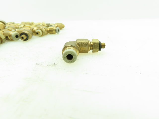 Parker PLP Push-to-Connect Brass 90° Elbow 5/32" Tube 10/32 UNF Swivel Lot of36
