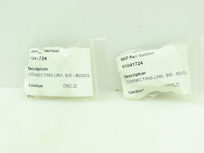 80SSCL Connecting Roller Link Stainless Steel Standard Pin Type Lot of 2