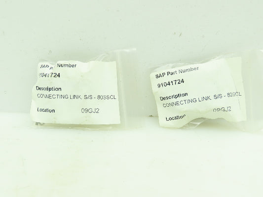 80SSCL Connecting Roller Link Stainless Steel Standard Pin Type Lot of 2