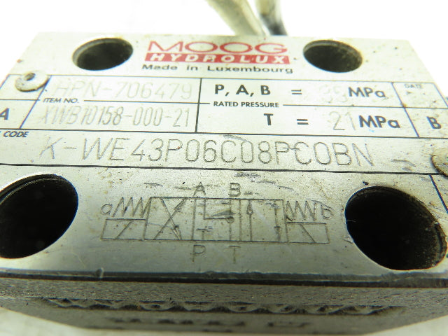 MOOG Hydrolux K-WE43P06C08PCOBN Hydraulic Directional Double Solenoid Valve 24V