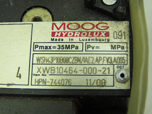MOOG Hydrolux WSH43P10B08CZBN/IAE2 Hydraulic Proportional Servo Valve D633E713A