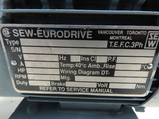 SEW-EURODRIVE Motor 0.33HP 1656-182RPM 330/578V TEFC 3Ph Cont Duty