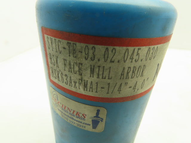 Techniks SYIC-93.02.045.030  Face Mill Arbor HSK63A Milling Chuck 1-1/4" x 4"